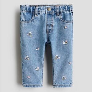 H&M baby girls floral embroidered jeans - 6-9mo